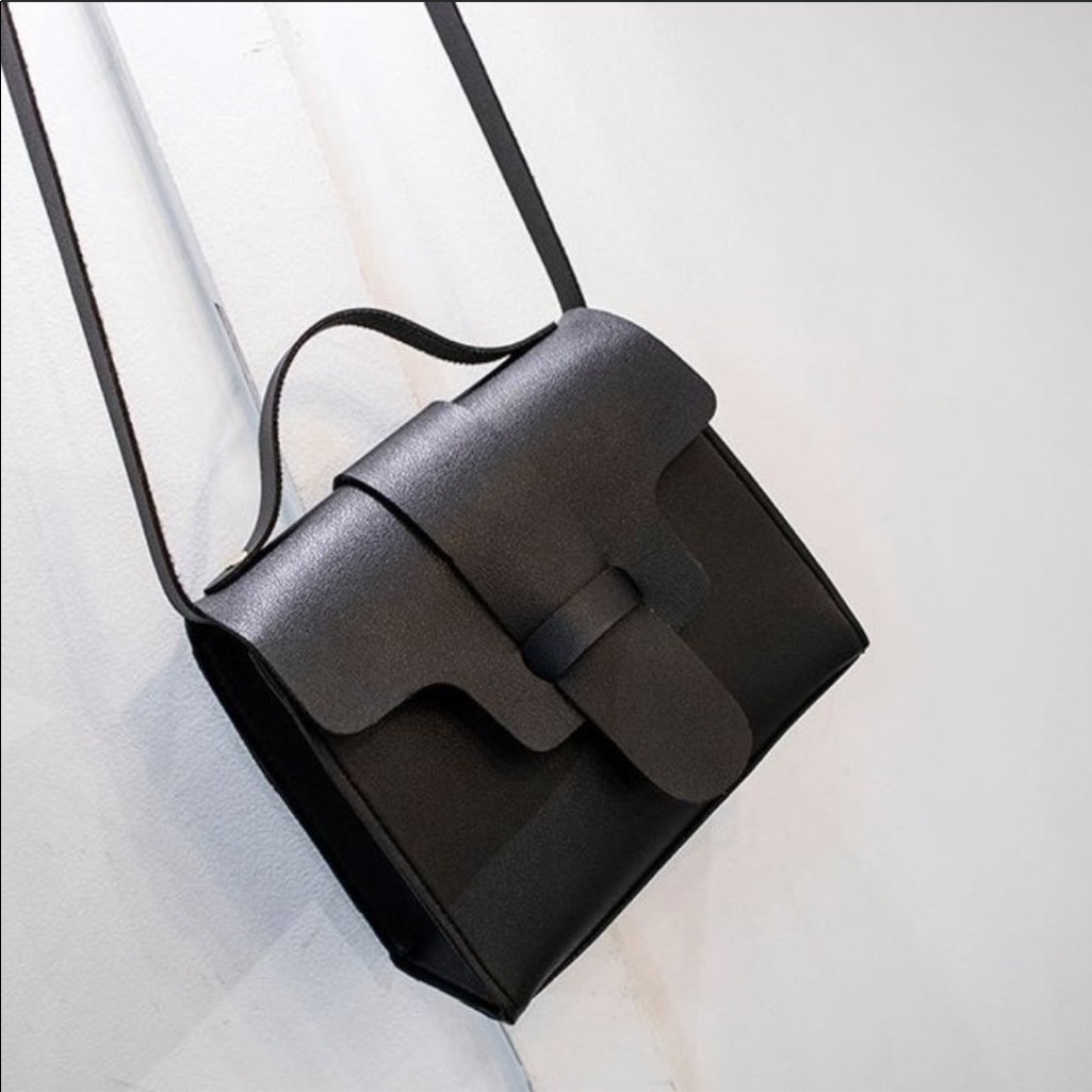 Black Vegan Leather Crossbody Bag